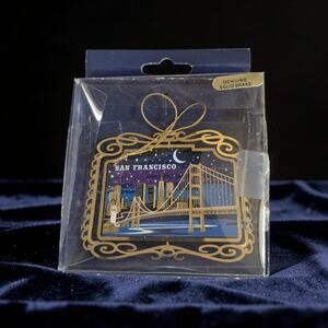 SAN FRANCISCO CA 24K Brass Christmas ORNAMENT SKYLINE GOLDEN GATE BRIDGE